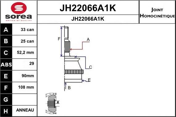 SNRA JH22066A1K - Šarnīru komplekts, Piedziņas vārpsta autodraugiem.lv