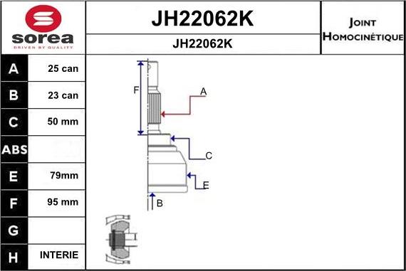 SNRA JH22062K - Šarnīru komplekts, Piedziņas vārpsta autodraugiem.lv
