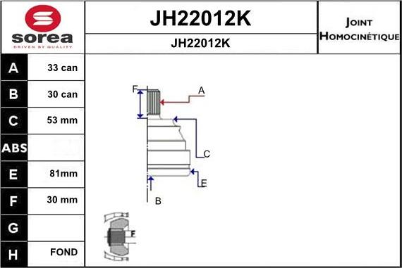 SNRA JH22012K - Šarnīru komplekts, Piedziņas vārpsta autodraugiem.lv