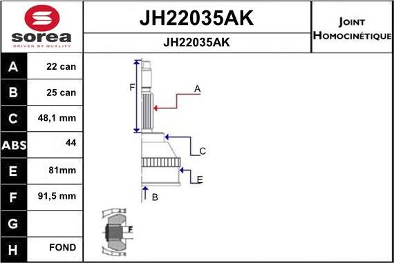 SNRA JH22035AK - Šarnīru komplekts, Piedziņas vārpsta autodraugiem.lv