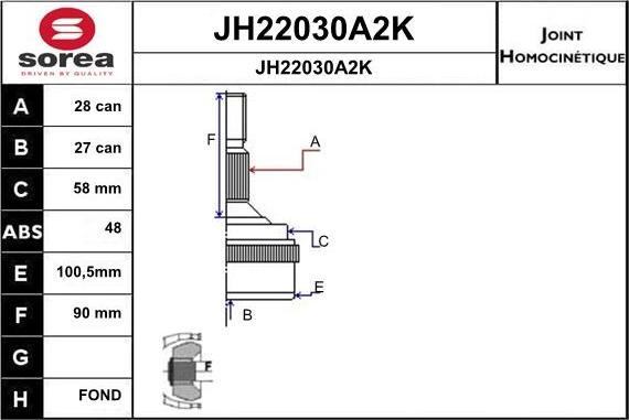 SNRA JH22030A2K - Šarnīru komplekts, Piedziņas vārpsta autodraugiem.lv
