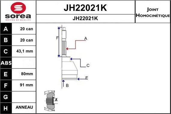 SNRA JH22021K - Šarnīru komplekts, Piedziņas vārpsta autodraugiem.lv