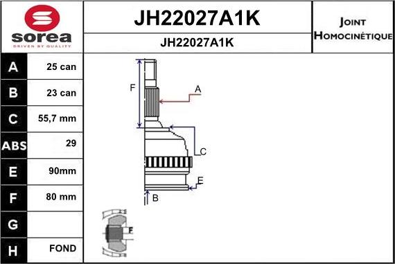 SNRA JH22027A1K - Šarnīru komplekts, Piedziņas vārpsta autodraugiem.lv