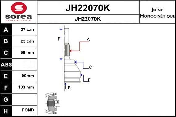 SNRA JH22070K - Šarnīru komplekts, Piedziņas vārpsta autodraugiem.lv
