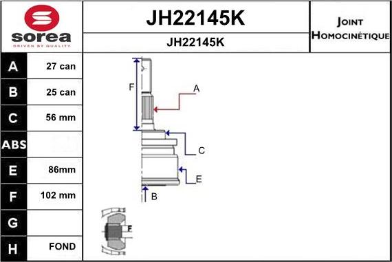 SNRA JH22145K - Šarnīru komplekts, Piedziņas vārpsta autodraugiem.lv