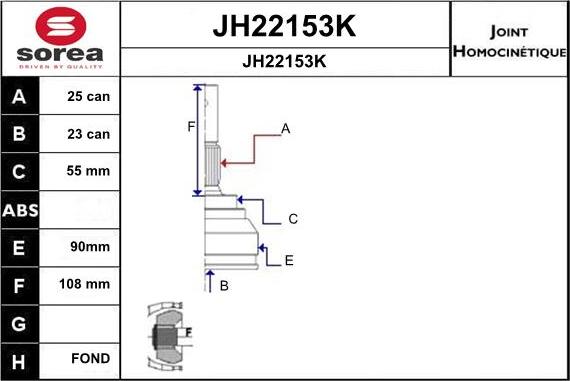 SNRA JH22153K - Šarnīru komplekts, Piedziņas vārpsta autodraugiem.lv