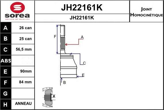 SNRA JH22161K - Šarnīru komplekts, Piedziņas vārpsta autodraugiem.lv