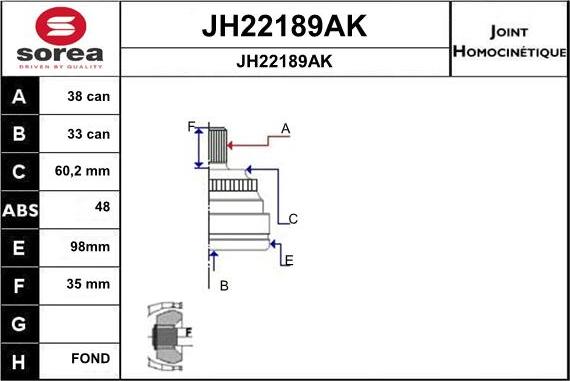 SNRA JH22189AK - Šarnīru komplekts, Piedziņas vārpsta autodraugiem.lv