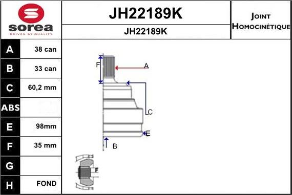 SNRA JH22189K - Šarnīru komplekts, Piedziņas vārpsta autodraugiem.lv