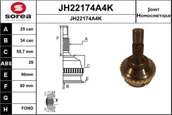 SNRA JH22174A4K - Šarnīru komplekts, Piedziņas vārpsta autodraugiem.lv