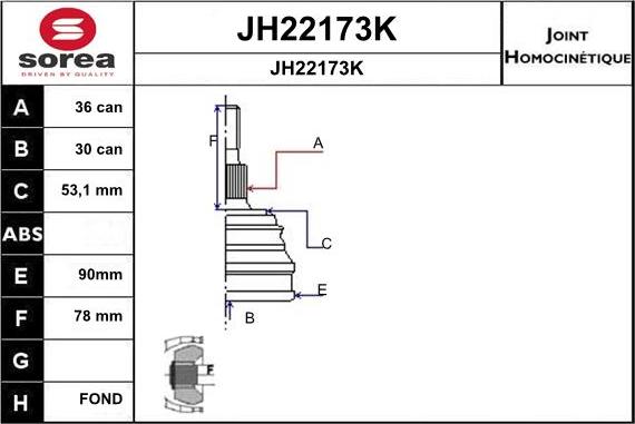 SNRA JH22173K - Šarnīru komplekts, Piedziņas vārpsta autodraugiem.lv