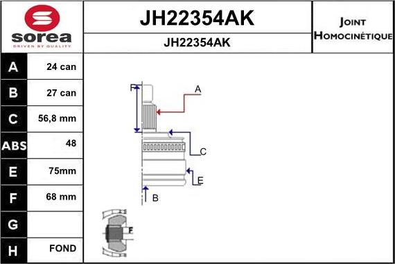 SNRA JH22354AK - Šarnīru komplekts, Piedziņas vārpsta autodraugiem.lv