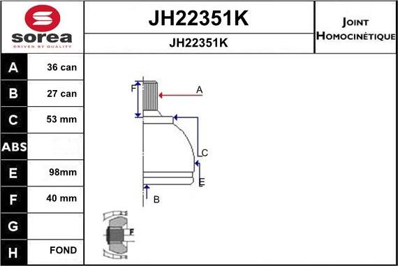 SNRA JH22351K - Šarnīru komplekts, Piedziņas vārpsta autodraugiem.lv