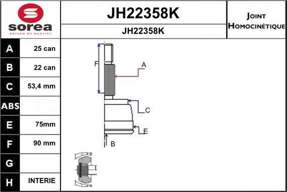 SNRA JH22358K - Šarnīru komplekts, Piedziņas vārpsta autodraugiem.lv