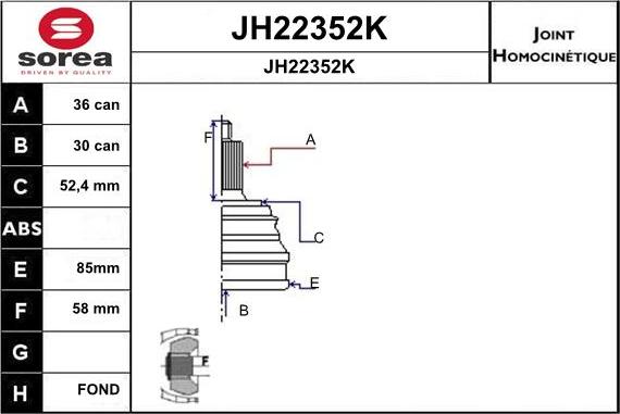 SNRA JH22352K - Šarnīru komplekts, Piedziņas vārpsta autodraugiem.lv