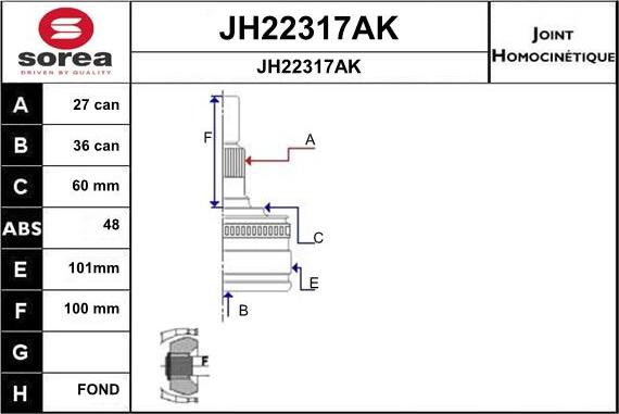 SNRA JH22317AK - Šarnīru komplekts, Piedziņas vārpsta autodraugiem.lv