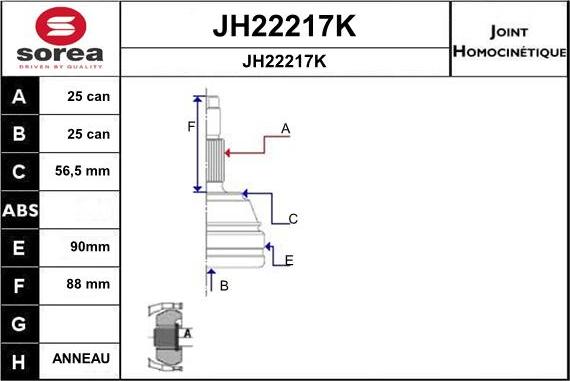 SNRA JH22217K - Šarnīru komplekts, Piedziņas vārpsta autodraugiem.lv