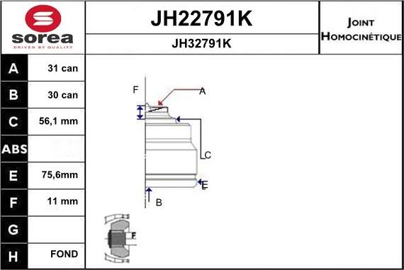 SNRA JH22791K - Šarnīru komplekts, Piedziņas vārpsta autodraugiem.lv