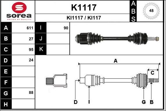 SNRA K1117 - Piedziņas vārpsta autodraugiem.lv