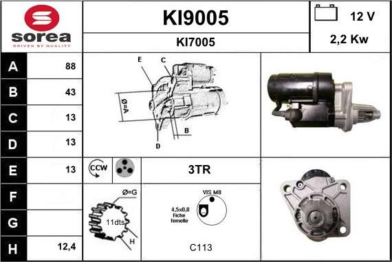 SNRA KI9005 - Starteris autodraugiem.lv