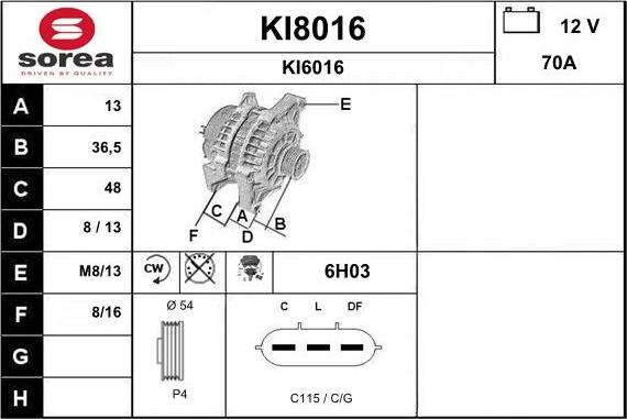 SNRA KI8016 - Ģenerators autodraugiem.lv