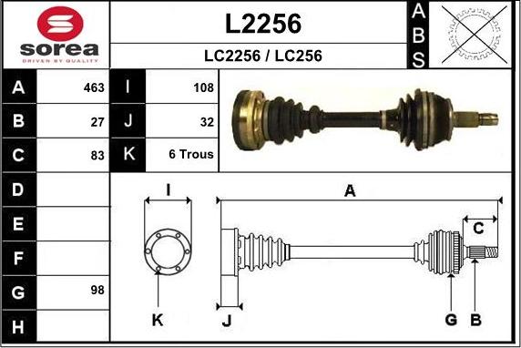 SNRA L2256 - Piedziņas vārpsta autodraugiem.lv