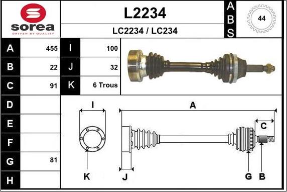 SNRA L2234 - Piedziņas vārpsta autodraugiem.lv