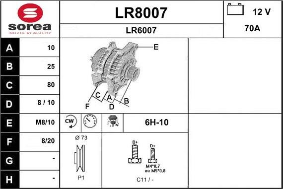 SNRA LR8007 - Ģenerators autodraugiem.lv