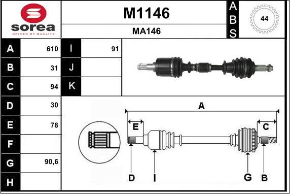 SNRA M1146 - Piedziņas vārpsta autodraugiem.lv