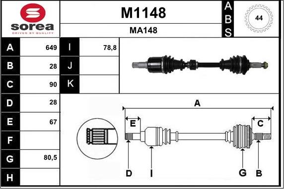 SNRA M1148 - Piedziņas vārpsta autodraugiem.lv