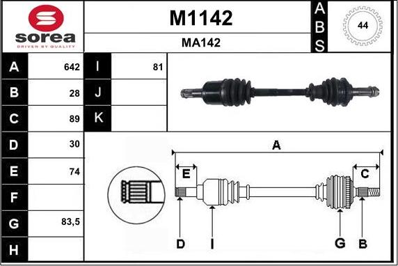 SNRA M1142 - Piedziņas vārpsta autodraugiem.lv