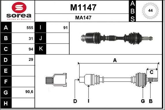 SNRA M1147 - Piedziņas vārpsta autodraugiem.lv