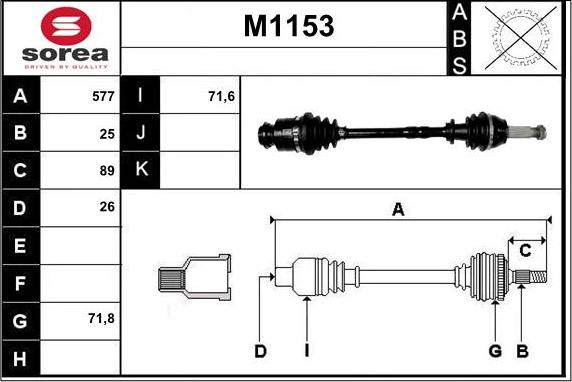 SNRA M1153 - Piedziņas vārpsta autodraugiem.lv