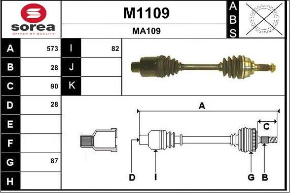 SNRA M1109 - Piedziņas vārpsta autodraugiem.lv