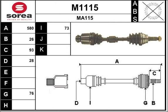 SNRA M1115 - Piedziņas vārpsta autodraugiem.lv