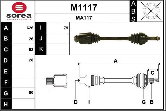 SNRA M1117 - Piedziņas vārpsta autodraugiem.lv