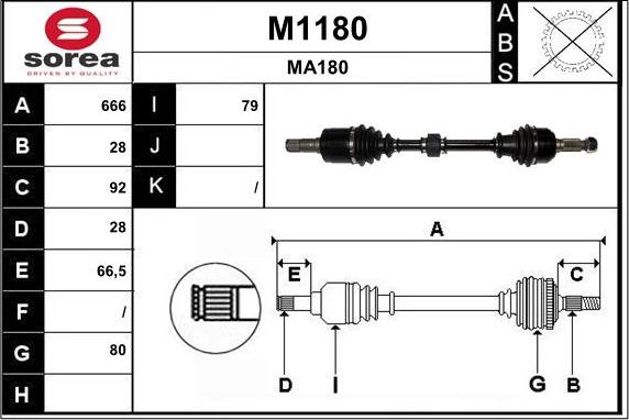 SNRA M1180 - Piedziņas vārpsta autodraugiem.lv