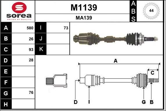 SNRA M1139 - Piedziņas vārpsta autodraugiem.lv