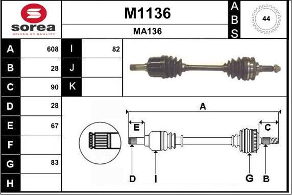 SNRA M1136 - Piedziņas vārpsta autodraugiem.lv