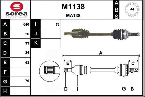 SNRA M1138 - Piedziņas vārpsta autodraugiem.lv