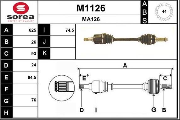 SNRA M1126 - Piedziņas vārpsta autodraugiem.lv