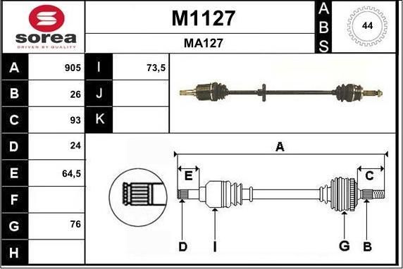 SNRA M1127 - Piedziņas vārpsta autodraugiem.lv