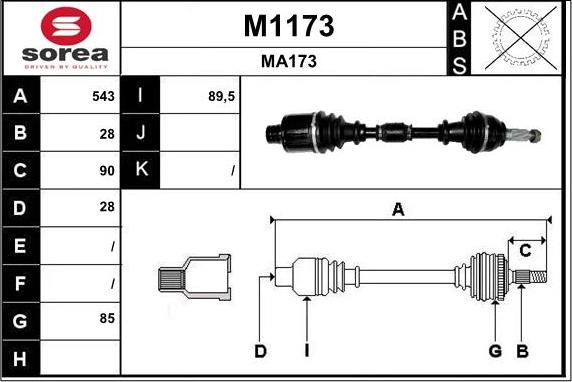 SNRA M1173 - Piedziņas vārpsta autodraugiem.lv