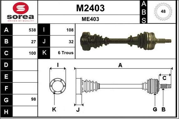 SNRA M2403 - Piedziņas vārpsta autodraugiem.lv