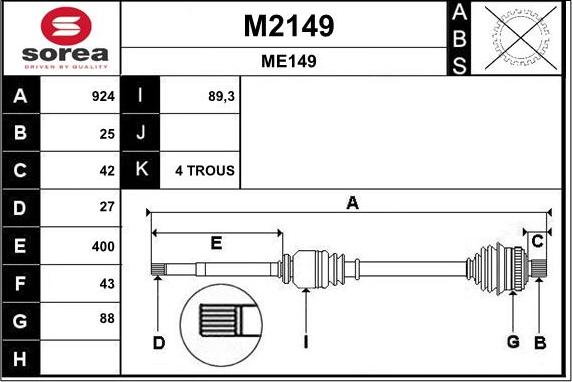 SNRA M2149 - Piedziņas vārpsta autodraugiem.lv