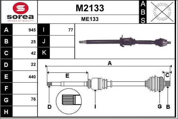 SNRA M2133 - Piedziņas vārpsta autodraugiem.lv