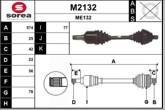 SNRA M2132 - Piedziņas vārpsta autodraugiem.lv