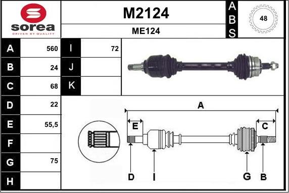 SNRA M2124 - Piedziņas vārpsta autodraugiem.lv