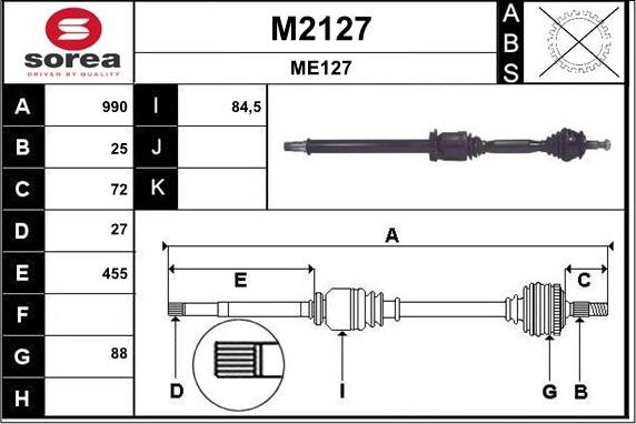 SNRA M2127 - Piedziņas vārpsta autodraugiem.lv