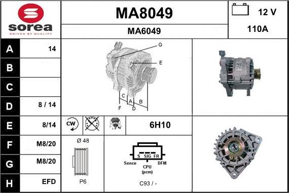 SNRA MA8049 - Ģenerators autodraugiem.lv